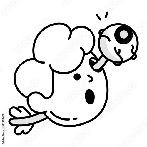 Person with wounded eye, doodle icon 

