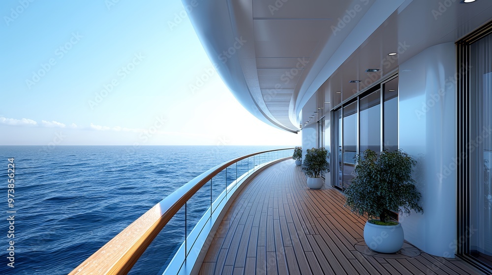 Fototapeta premium Luxurious Yacht Deck with Ocean View and Modern Design on a Sunny Day