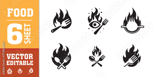 food utensils spoon fork with fire vector illustration