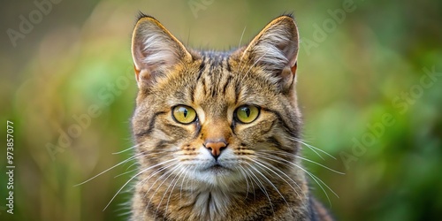 Extreme close-up headshot of European wildcat Felis silvestris photo