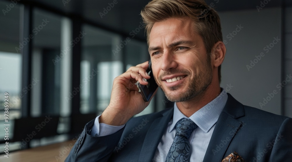 Modern businessman making a phone call Modern businessman making a phone call