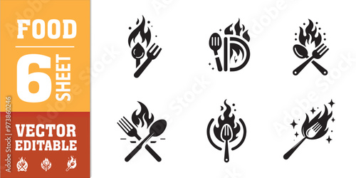 food utensils spoon fork with fire vector illustration