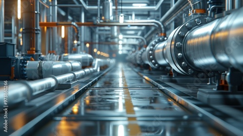 Wallpaper Mural A sophisticated piping layout in a food processing plant, showcasing the sanitary atmosphere. Torontodigital.ca