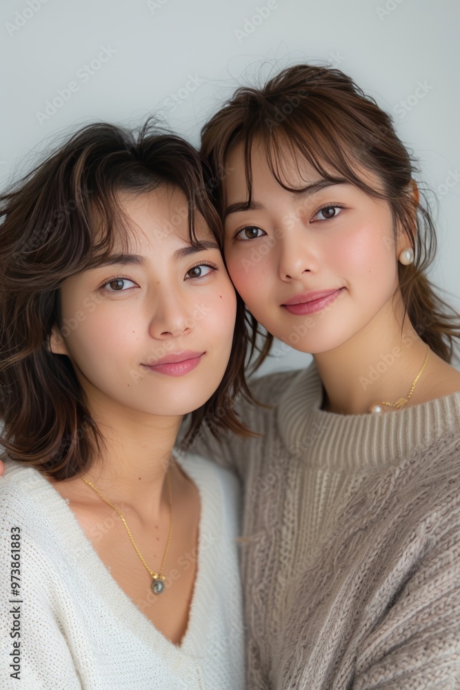 Heartwarming Portrait of Two Women Embracing and Smiling, Capturing the Essence of Family Love and Bond Heartwarming Portrait of Two Women Embracing and Smiling, Capturing the Essence of Family Love and Bond