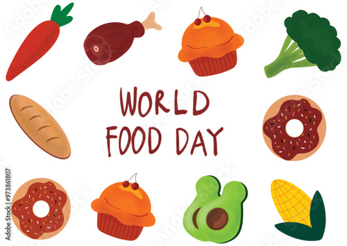 happy world food day, illustration, vector