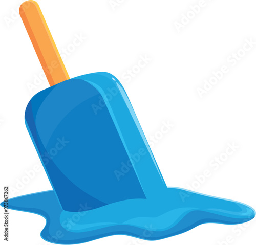 Cartoon icon of a blue popsicle melting on the ground