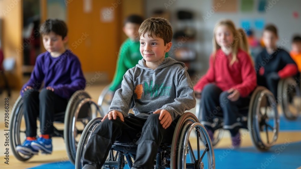 Adaptive Physical Education class with disabled students, Adaptive Physical Education class with disabled students,