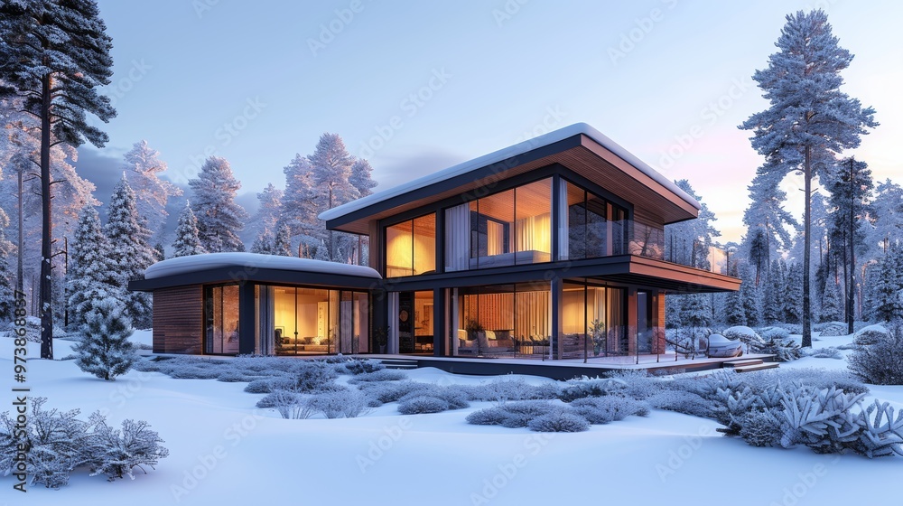 Modern Family Enjoying Winter Vacation in a Cozy Cabin Surrounded by Snowy Forest - Happiness and Togetherness in Nature Modern Family Enjoying Winter Vacation in a Cozy Cabin Surrounded by Snowy Forest - Happiness and Togetherness in Nature