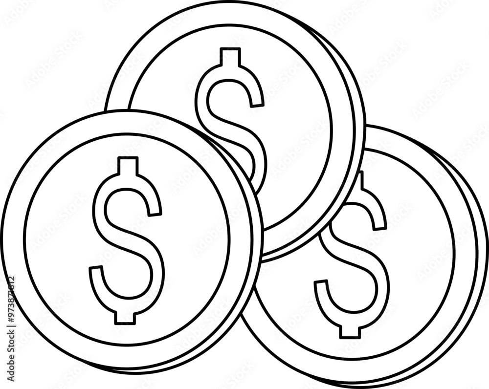 Coin Line Art Coin Line Art