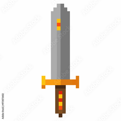 Retro Pixel Art Sword   Iconic 8 Bit Weapon for Video Games and Fantasy Art