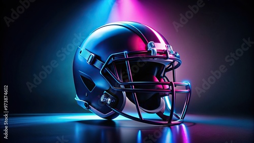 Football helmet with pink and blue lights