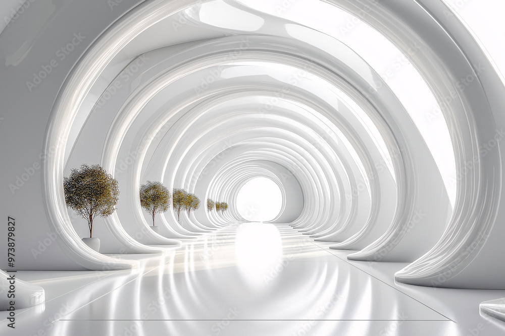 Fototapeta premium Futuristic minimalist abstract geometric modern architecture space advertising background