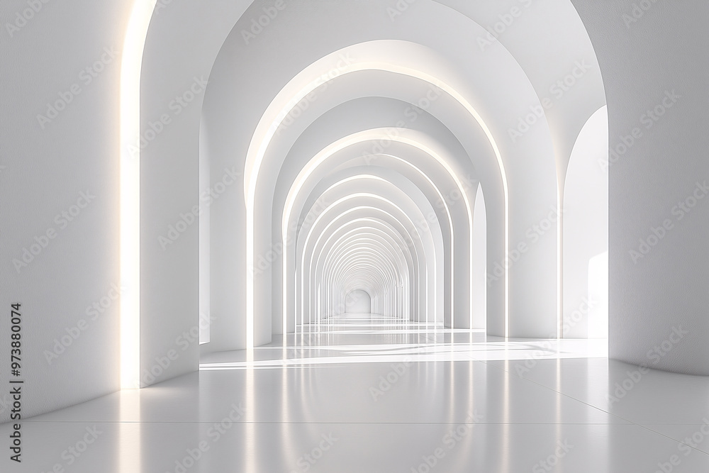 Fototapeta premium Futuristic minimalist abstract geometric modern architecture space advertising background