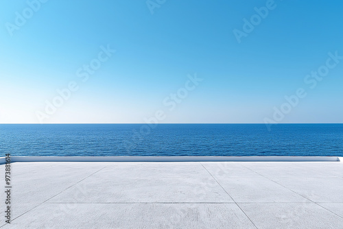Empty square road car advertising background by the sea