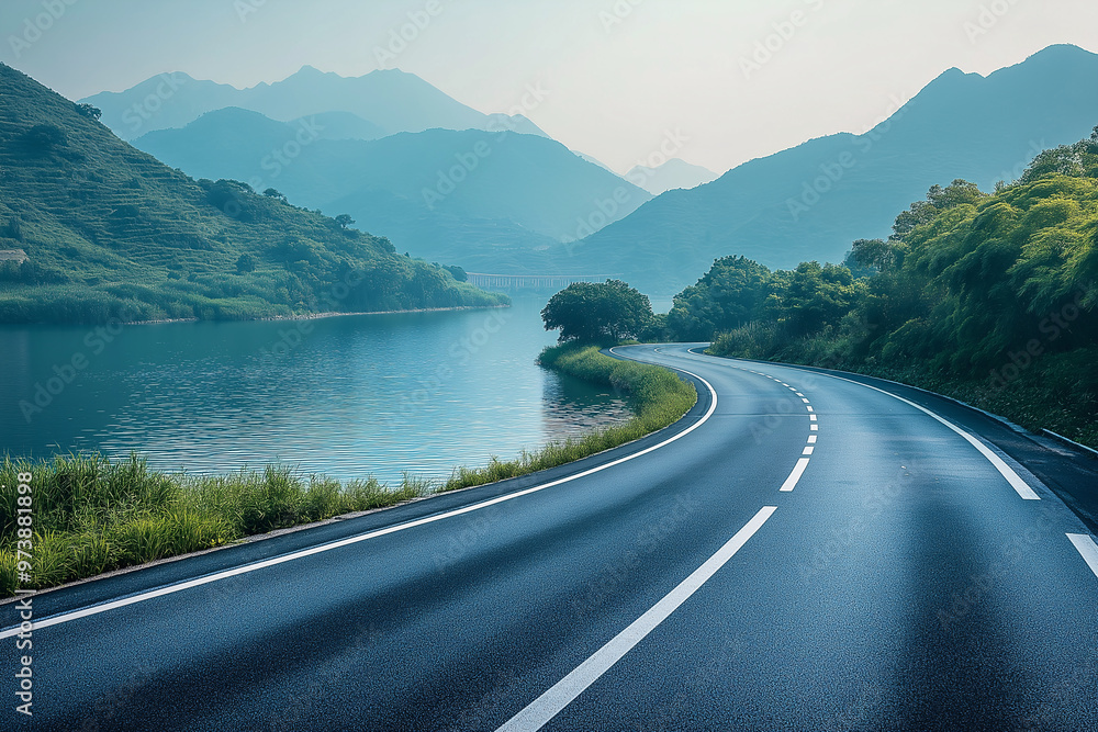Obraz premium Coastal road and blue sky