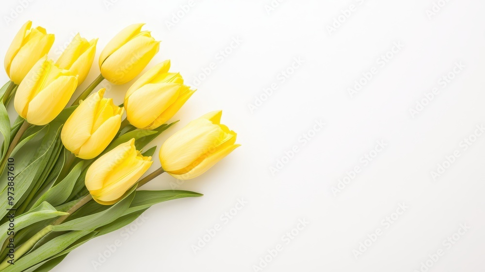 Yellow Tulip Bouquet on White Background Yellow Tulip Bouquet on White Background