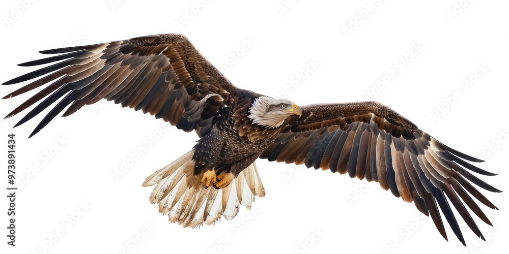 Obraz premium Realistic Bald Eagle in Mid-Air with Full Wingspan Isolated On Transparency Background