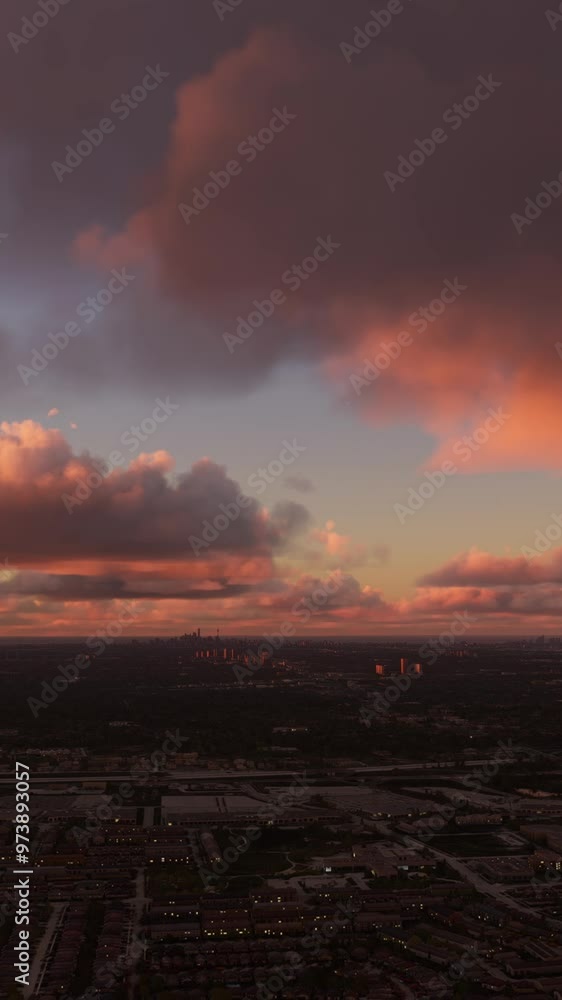 Front Aerial View at Sunset of Ontario. Canada Front Aerial View at Sunset of Ontario. Canada