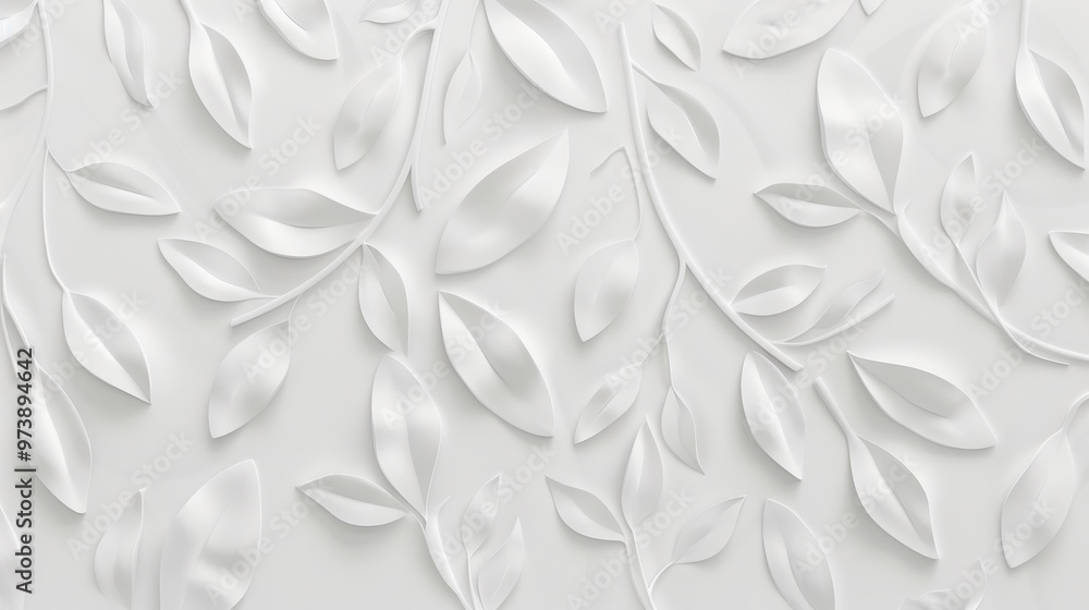 Elegant white abstract geometric floral leaves create a sophisticated three-dimensional wall texture, enhancing modern interior design with a touch of artistry and style. Elegant white abstract geometric floral leaves create a sophisticated three-dimensional wall texture, enhancing modern interior design with a touch of artistry and style.