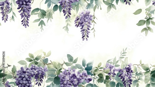 Watercolor wisteria frame with nostalgic elegance PNG file