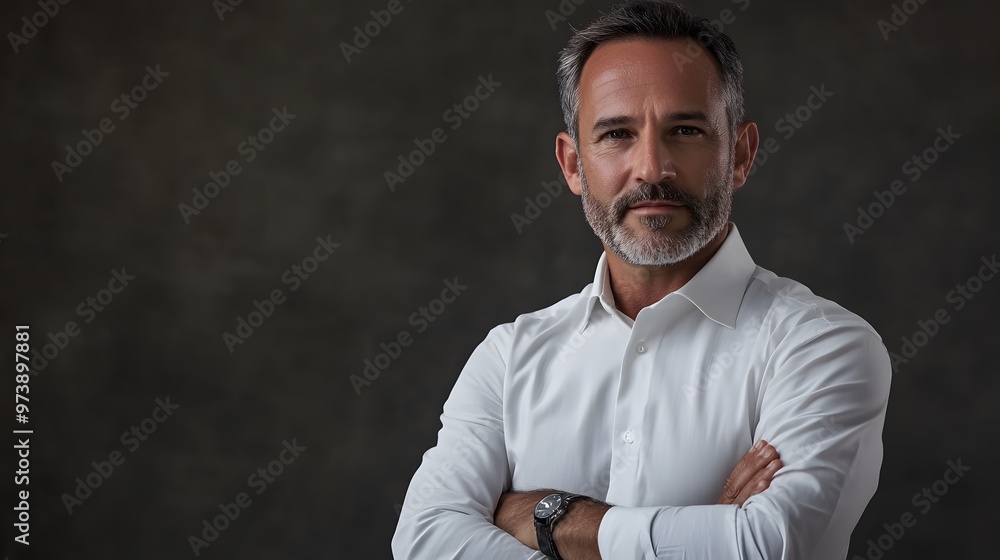 Portrait of a Confident Middle-Aged Man with Crossed Arms Portrait of a Confident Middle-Aged Man with Crossed Arms