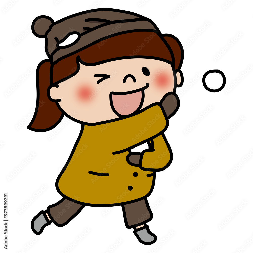 Obraz premium 雪合戦する子供（女の子2）