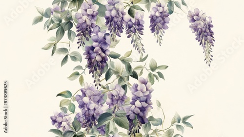 Elegant Wisteria floral vector frame vintage