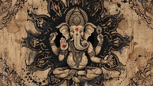 ganesha with mandela background