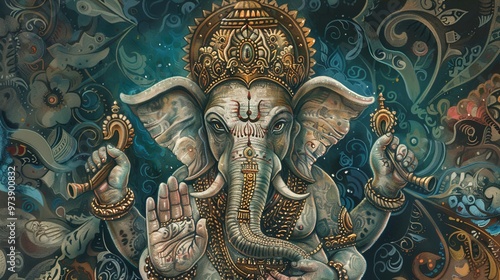 ganesha with mandela background