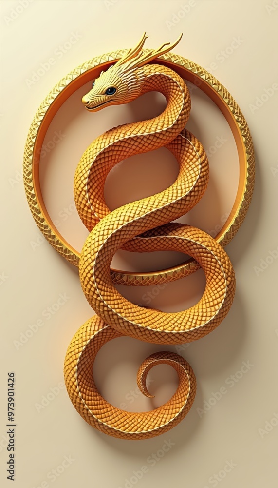 A stunning golden serpent forming an ouroboros design, symbolizing eternity and cyclical nature. Perfect for illustrations in mythology, wellness, and spiritual themes. A stunning golden serpent forming an ouroboros design, symbolizing eternity and cyclical nature. Perfect for illustrations in mythology, wellness, and spiritual themes.