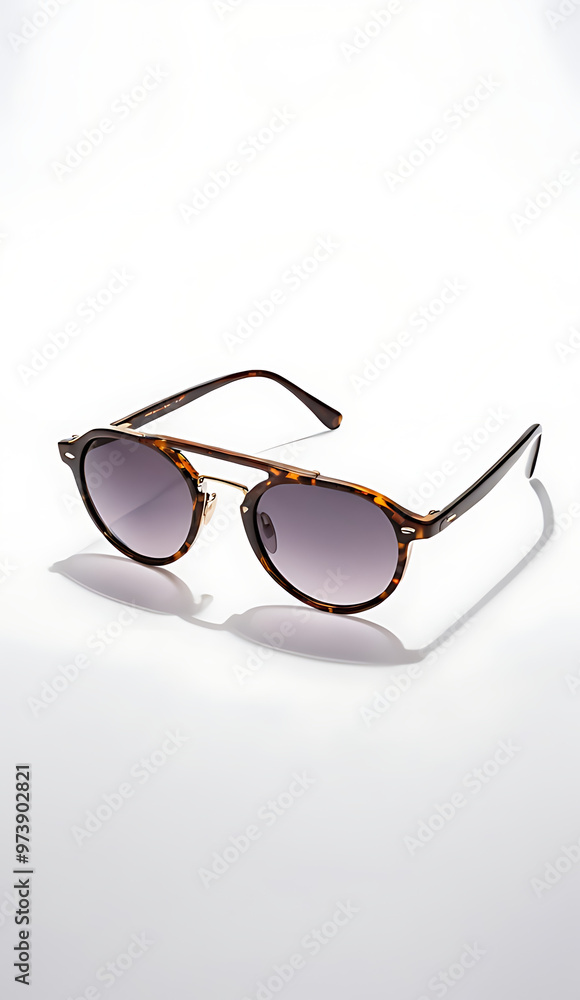 A pair of stylish sunglasses on a plain white isolated background A pair of stylish sunglasses on a plain white isolated background