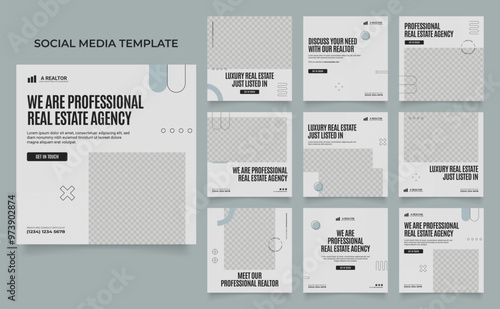 social media template banner real estate property and house sale architecture service promotion. fully editable instagram and facebook square post frame puzzle organic sale poster