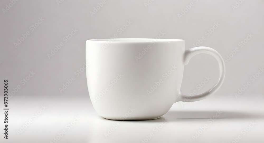 Fototapeta premium A clean white coffee mug on a plain white isolated background
