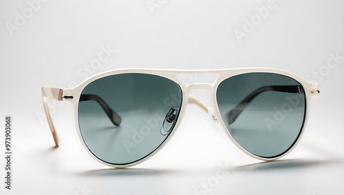 A pair of stylish sunglasses on a plain white isolated background