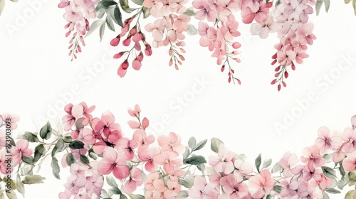 Wallpaper Mural Vintage floral border with delicate pink wisteria design Torontodigital.ca
