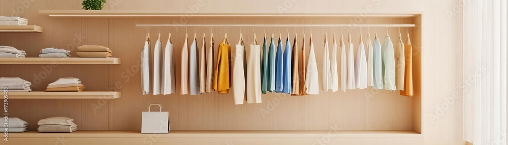 Smart clothing racks, connected retail experience, 3D illustration Smart clothing racks, connected retail experience, 3D illustration