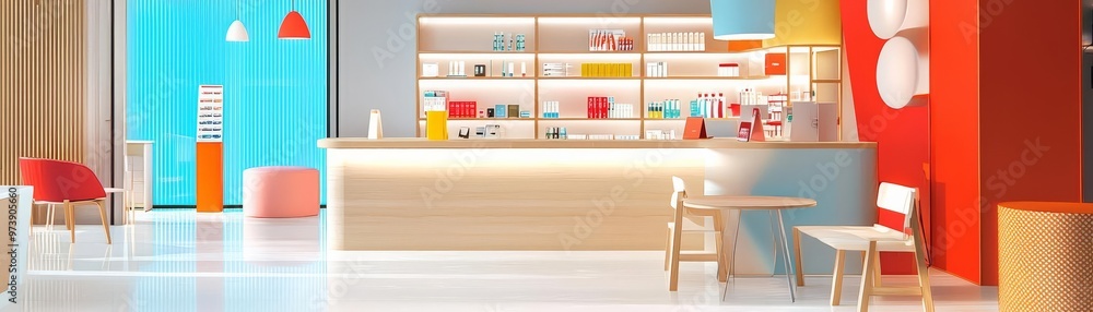 Virtual storefront, interactive product display, 3D illustration Virtual storefront, interactive product display, 3D illustration