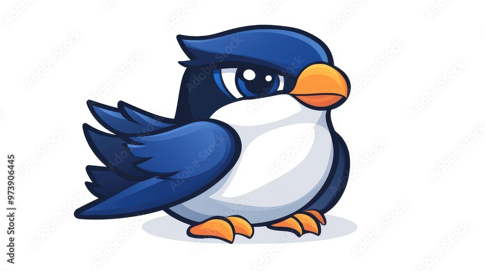 Obraz premium Vibrant cartoon falcon illustration perfect for tshirts, web, and mobile apps a fun doodle style design for all ages