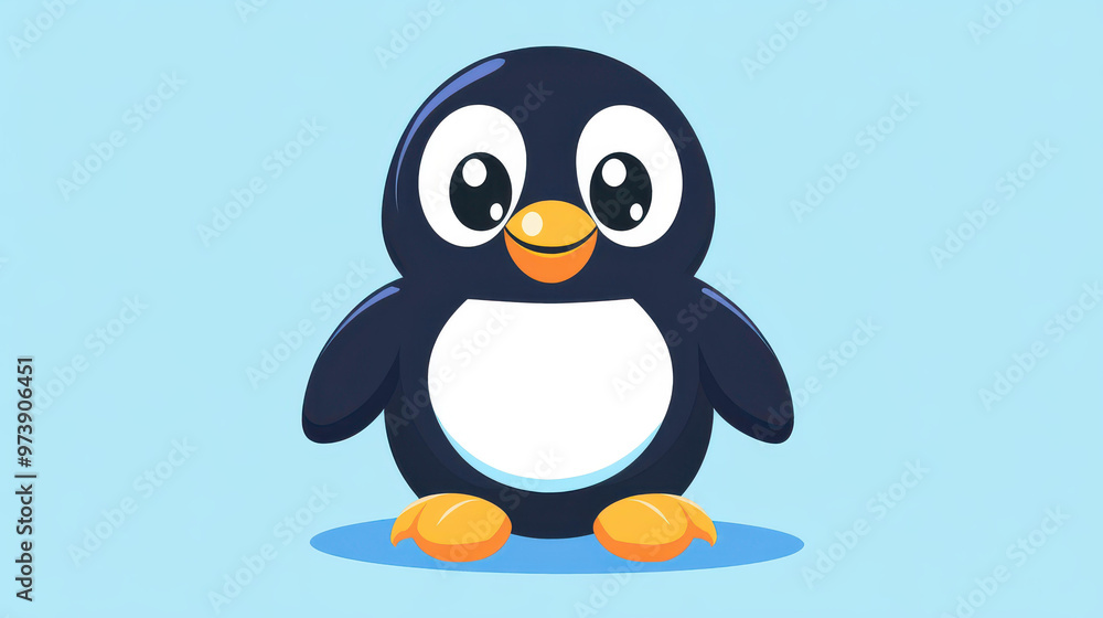 Fototapeta premium Engage your mind and sharpen logic skills with a fun game starring an adorable cartoon penguin in a vibrant, textured world.
