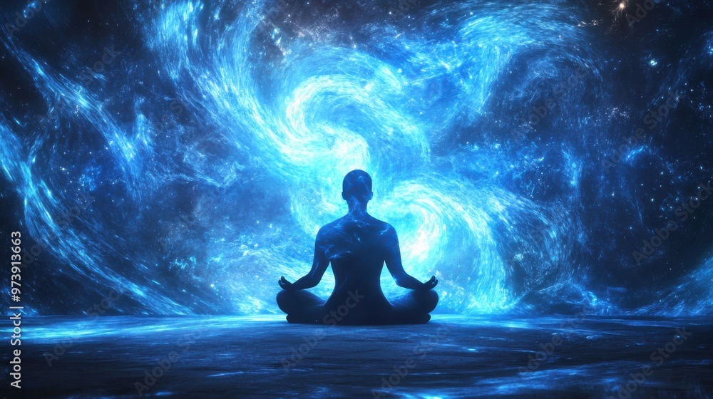 Tranquil Mind Meditation - Abstract Swirling Blue Energy with Neon Glow Tranquil Mind Meditation - Abstract Swirling Blue Energy with Neon Glow