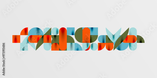 Circles, semi circles, squares and round shapes mosaic techno art. Vector Illustration For Wallpaper, Banner, Background, Card, Book Illustration, landing page
