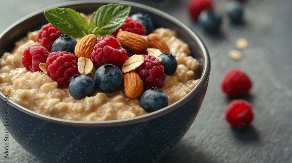 Nuts and berries in oatmeal Nuts and berries in oatmeal