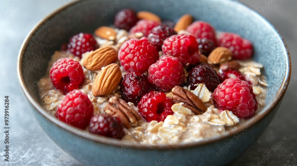 Nuts and berries in oatmeal Nuts and berries in oatmeal