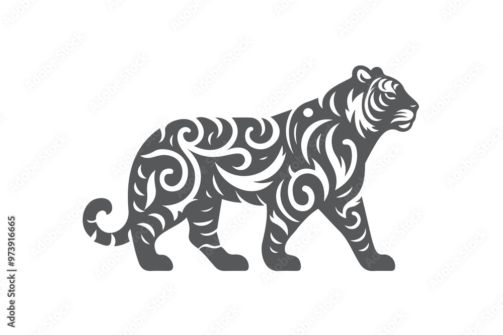 Bengal tiger silhouette side view illustration Bengal tiger silhouette side view illustration