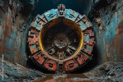 Industrial Tunnel Construction Rusty Metal Cutter Head