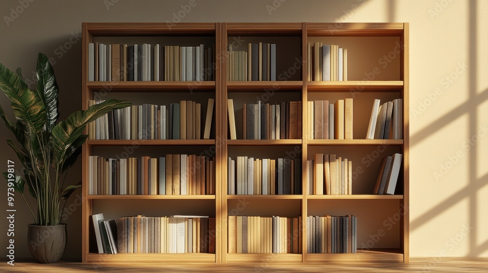 Organized Office 3D Bookshelf Icon with Files Organized Office 3D Bookshelf Icon with Files