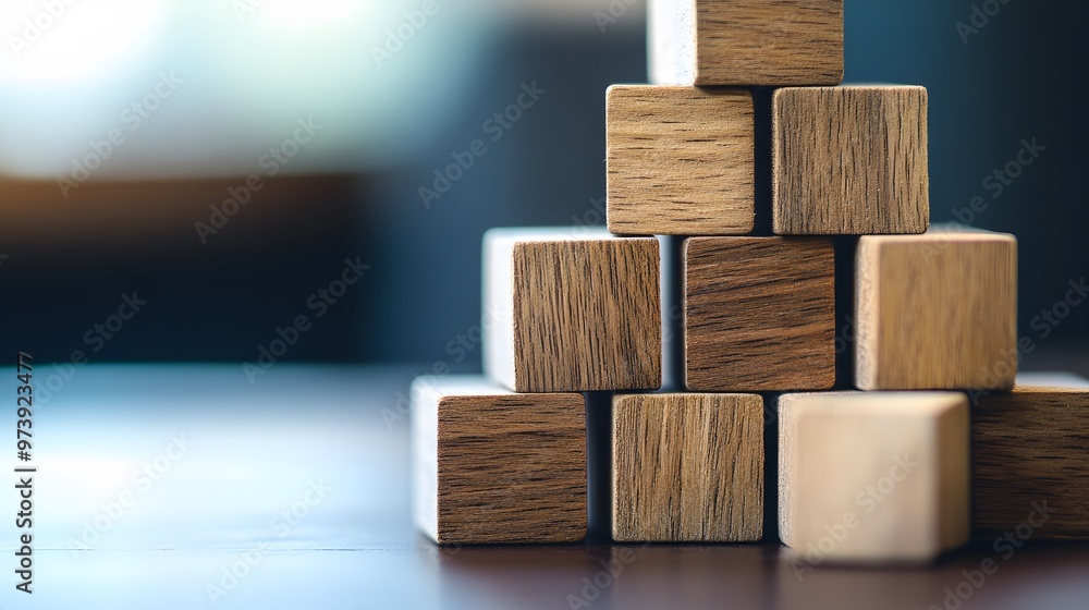 Stack of Wooden Blocks Forming a Pyramid Shape Stack of Wooden Blocks Forming a Pyramid Shape