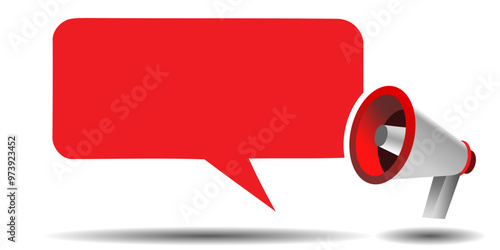 3d megaphone with thunder and blank space for poster, flyer, attention, speech, marketing, advertisement, announcement, talking, protest, storytelling