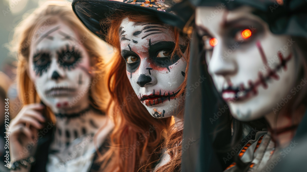 Woman with realistic Halloween costumes and scary makeup Woman with realistic Halloween costumes and scary makeup