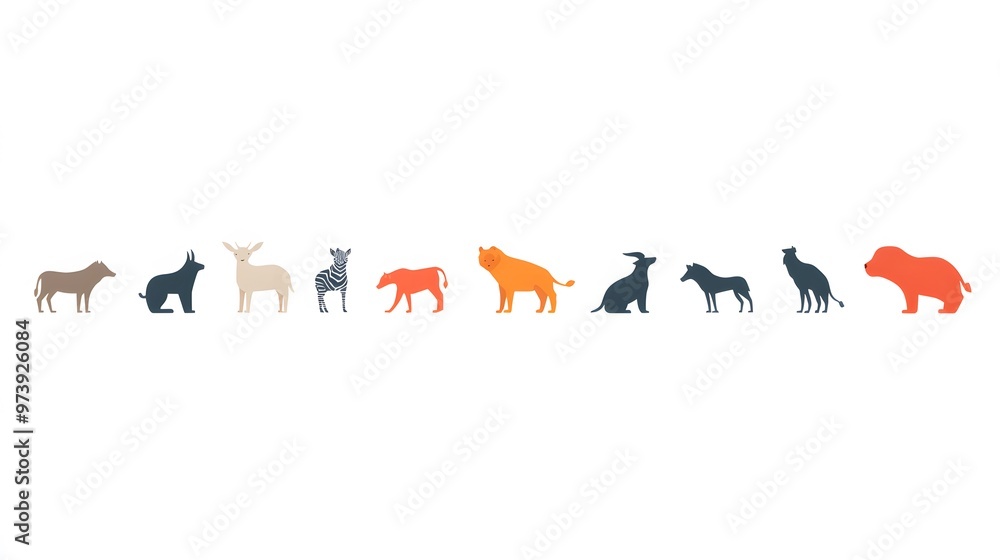 A Row of Simple Animal Silhouettes A Row of Simple Animal Silhouettes